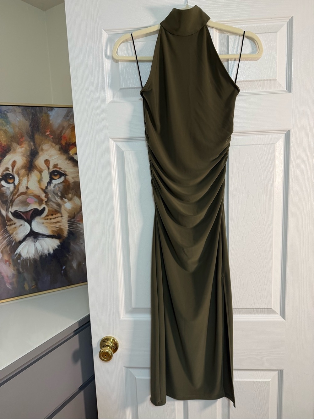Wilfred Olive Green Halter Maxi Dress